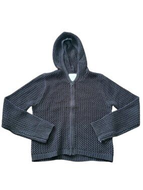 No Comment Open Knit Zip Hoodie - Black (L)